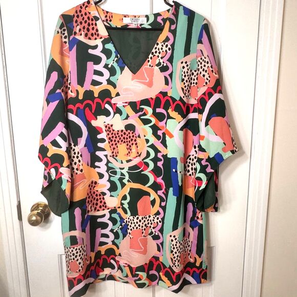 Crosby by Mollie Burch Olivia Mini Dress in Jungle Book Print, Med, V-Neck Lined - Picture 2 of 8